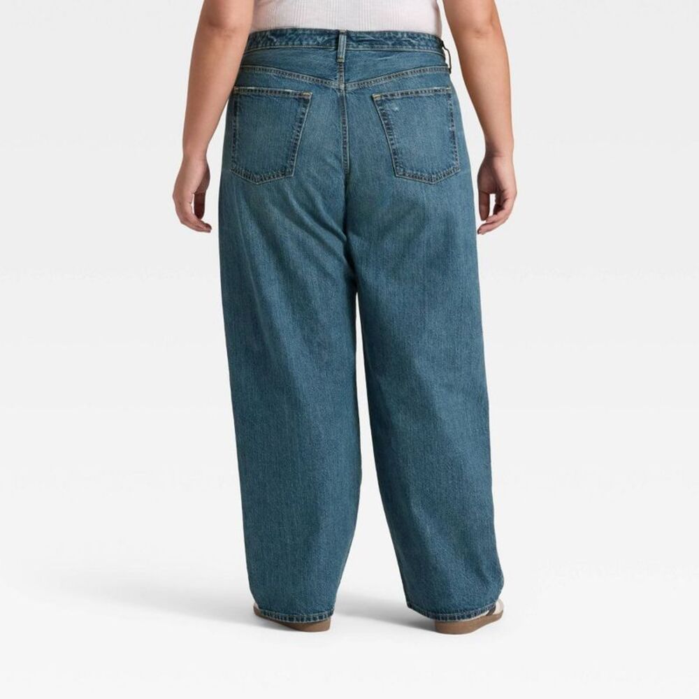 Women's Mid-Rise 90's Baggy Denim Jeans - Universal Thread Vintage Dark Wash 20 - Picture 2 of 4